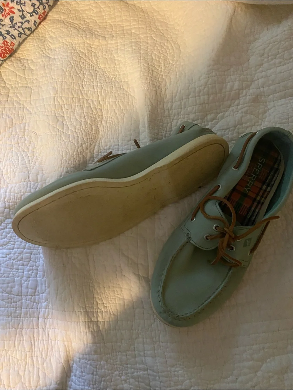 Sperry Men's Mint Green Leather Boat Shoes